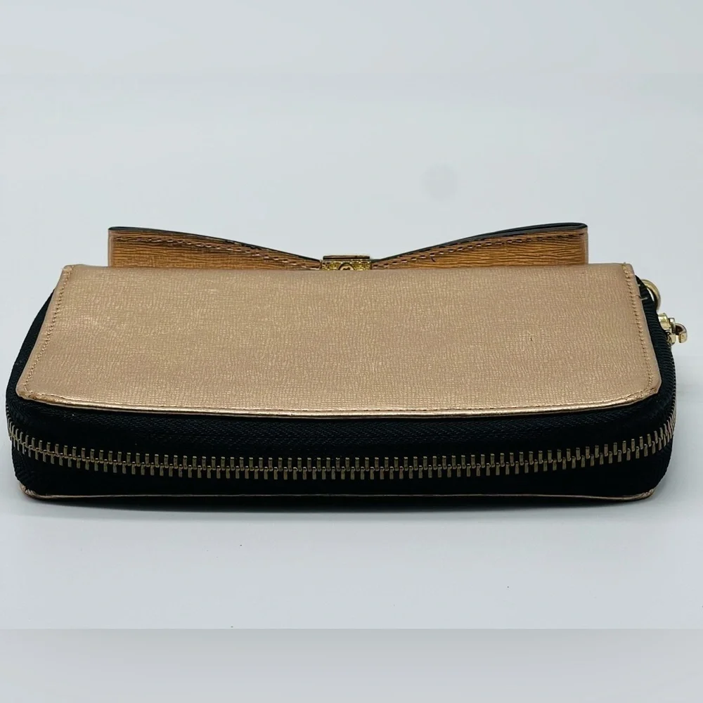 Aldo rose gold wallet with top bow